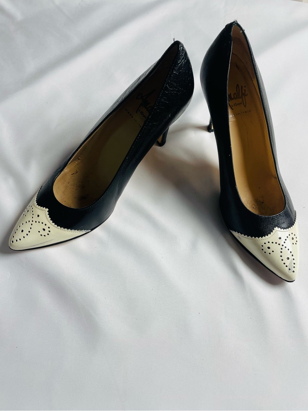 Amalfi Black and Cream Pointed Toe Pumps